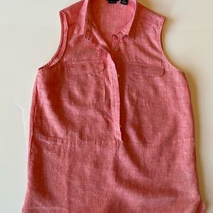 Jones & Co Coral Linen Collared Sleeveless Tank Top Women's Size Medium